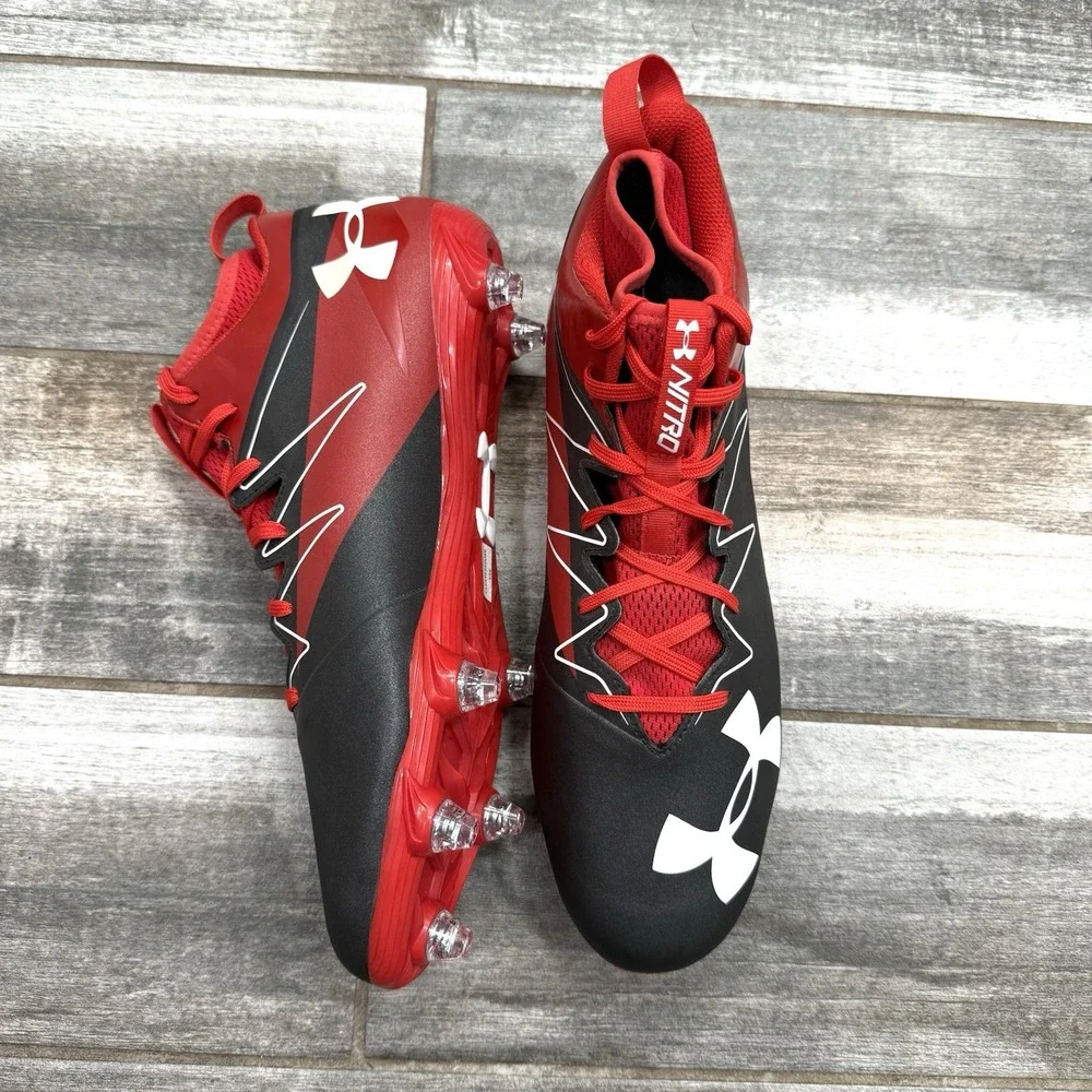 Under Armour‎ Nitro Mid SMS Sample Red Football Cleats 1269717-061 Sz 13 New